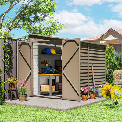 Outsunny 5 x 9ft Galvanised Metal Garden Shed with Foundation Kit