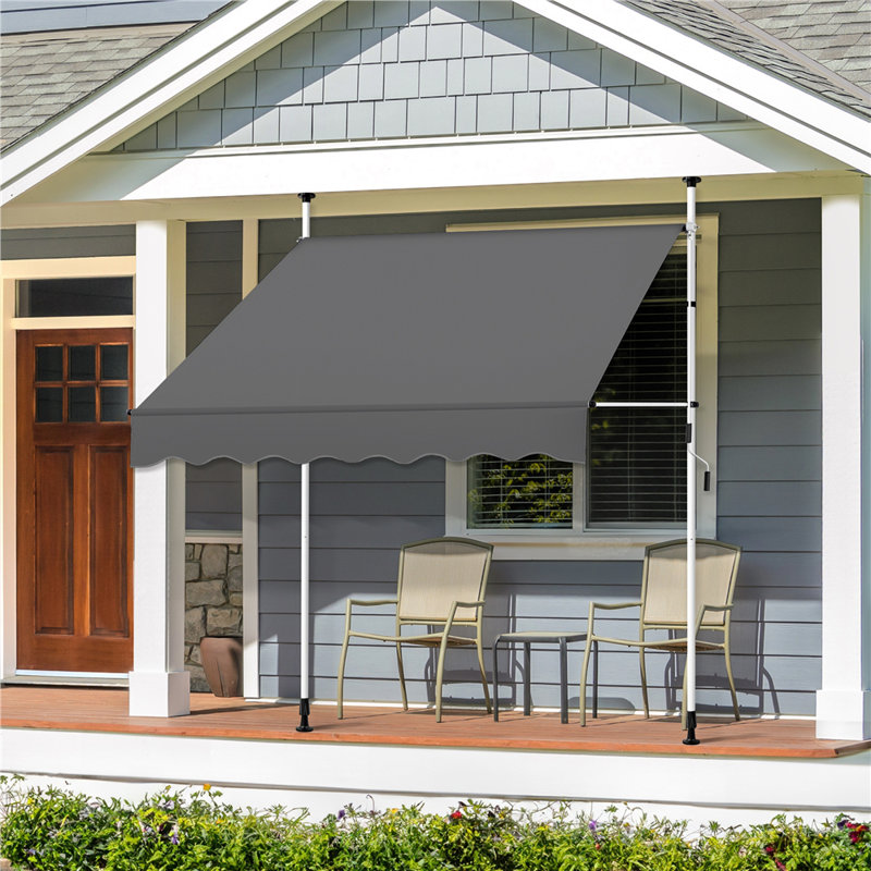 Retractable Patio Awning, Dark Grey, 300cm H x 200cm W x 120cm D