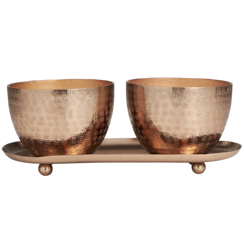 Metal Rose in Paradise Scented Grid Patterned 10 oz 1 Wick Decorative Candle with White Wax, Copper