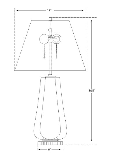 Penelope Table Lamp, 30" H x 17" W x 17" D, White