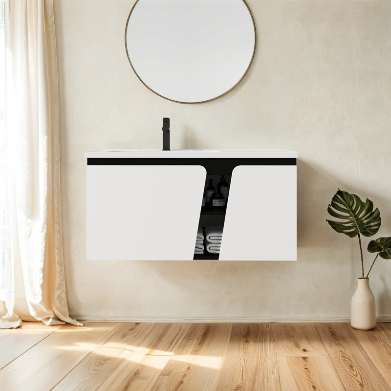 Kalice 39.62 " W 1 Single Vanity Bathroom Vanity With Ceramic Top
