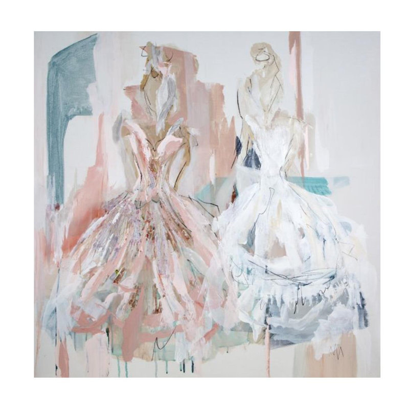 Sister Sister Painting by Mia Malcolm Studio, Knife Gel, 24" H x 24" W x 1.5" D