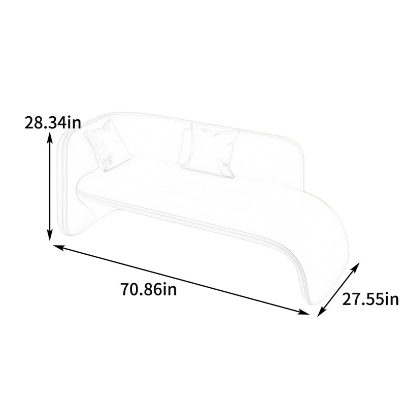 Chaise longue rembourrée Minimalist, Beige, Accoudoir à gauche (vu de face)