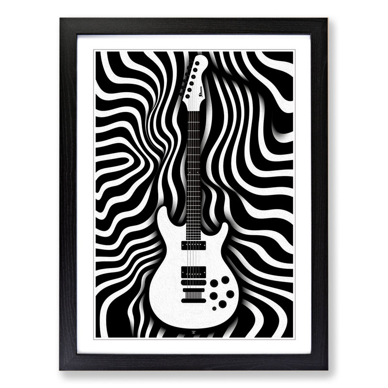 Electric Guitar Op - Framed Print, Black, 34" H x 25" W x 2" D