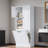 Tall Bathroom Storage Cabinet With Adjustable Shelves, Large Flip-out Basket And Enclosed Cabinets-964200551
