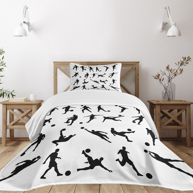 Ambesonne Ambensonne Soccer Bedspread Football White White