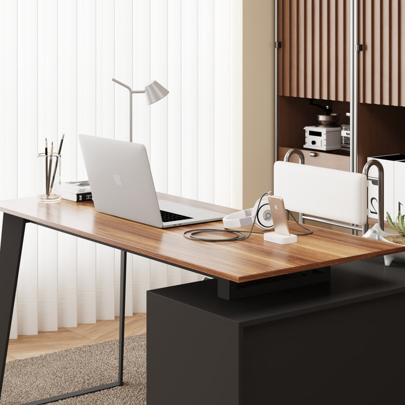 54.3'' W L-Shaped Computer Desk with Bookcase | Wayfair