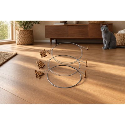 3-Pack Interactive Paper-Roll Cat Toys, Each Attached to 30 Inches of Flexible Spring-Steel Wire for Active Play and Fitness