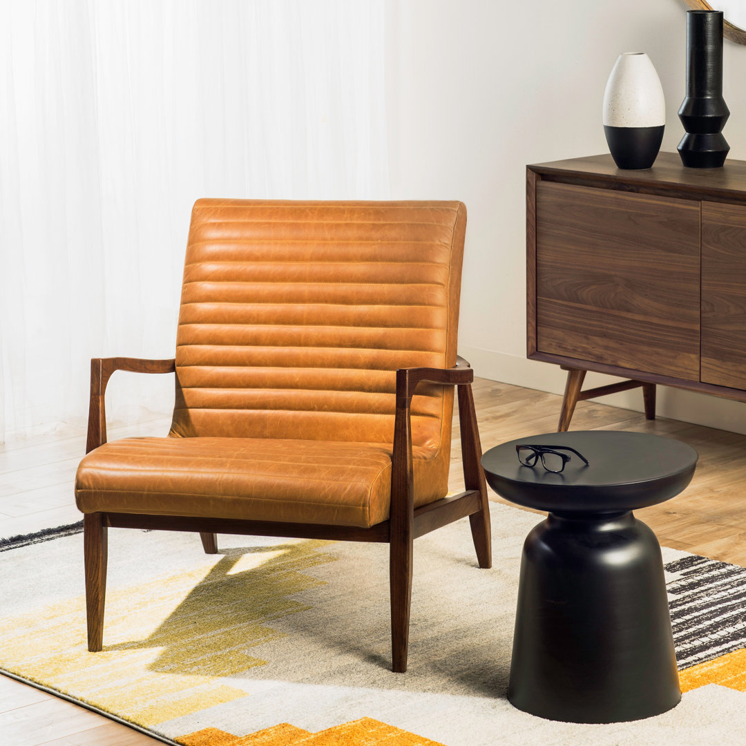 Rowan Full-Grain Genuine Italian Leather Armchair Poly & Bark Leather