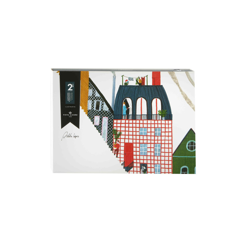 2I - Ilustradores International porcelaine rectangulaire assiette décorative contemporaine en gris / rose / vert