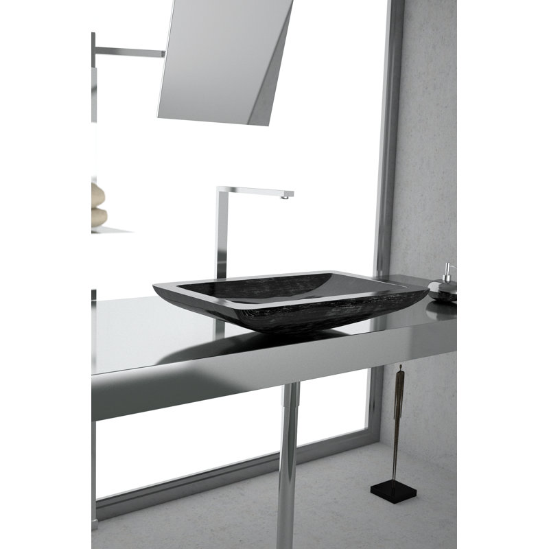 Vogue 25.6'' L Bathroom Sink, Black Silver