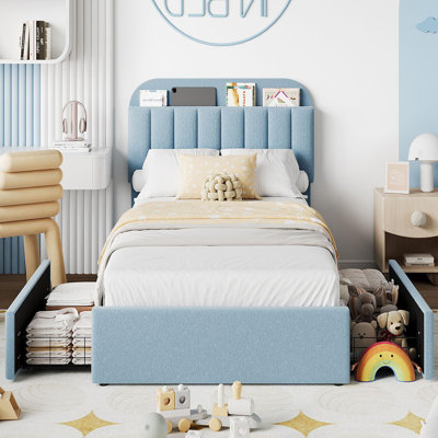 Bed Frame With Storage Headboard, 2 Drawers