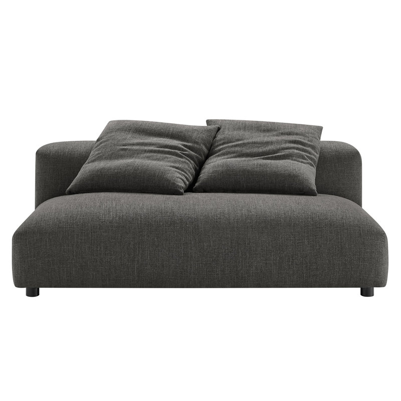 Solace Modular Upholstered Armless Loveseat, Charcoal Fabric