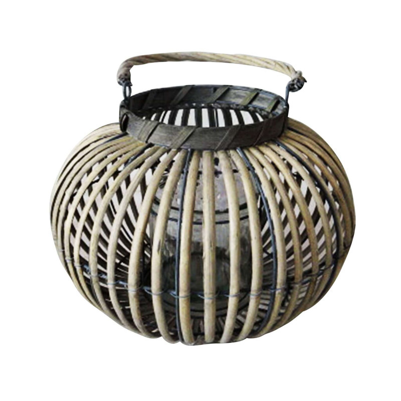 Glass Tabletop Lantern, Grey