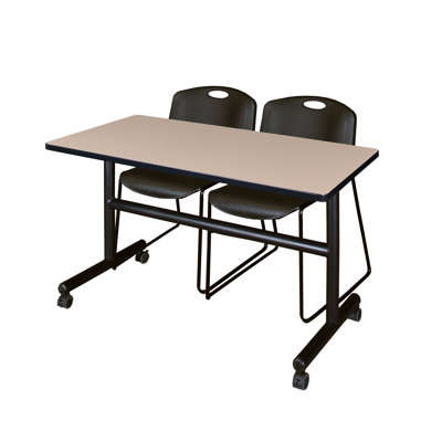 Kobe Flip-Top Training Nesting Table, 2 Zeng Stack Chairs