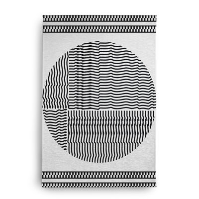 Tapis intérieur / extérieur en chenille tissé à la machine en noir