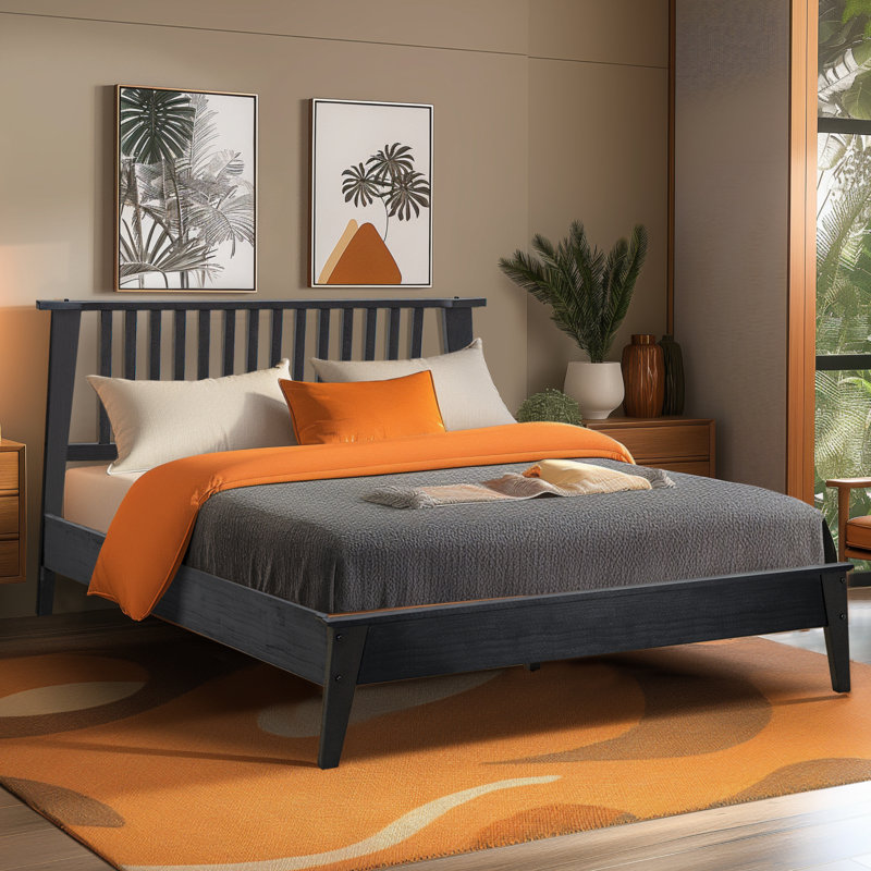 Kristoffer Premium Solid Wood Platform Bed Frame with Headboard – 800 lb Capacity, No Box Spring Needed, Fits All Mattresses