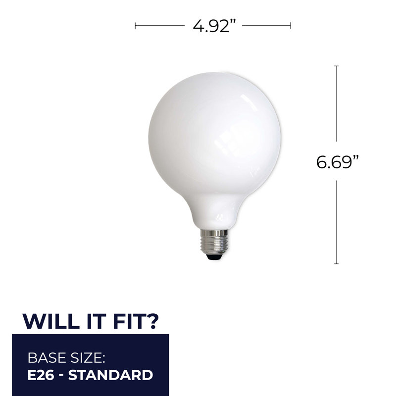 7 Watt (75 Watt Equivalent), G40 LED, Milky Dimmable Light Bulb, (2700K) E26/Medium (Standard) Base