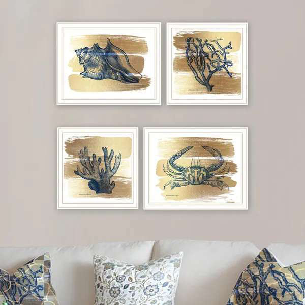 Art mural encadré blanc pour salon, chambre à coucher 4U 4 PC Trendy Decor