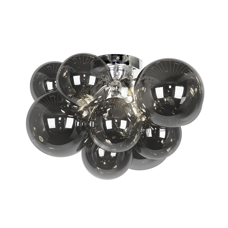 Marigny Glass Flush Mount, Smoked, Polished Chrome