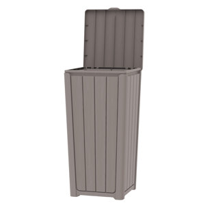 23 Gallon Outdoor Trash Can, Weather Resistant Pp Resin Waste Bin