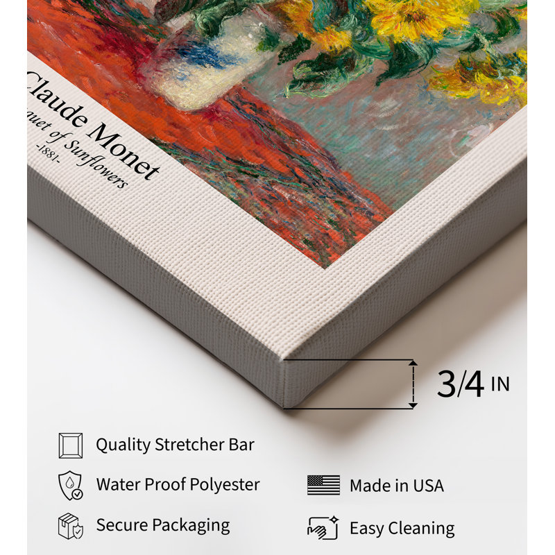 Claude Monet - Bouquet de tournesols, 16"H x 20"W, Canvas, Unframed