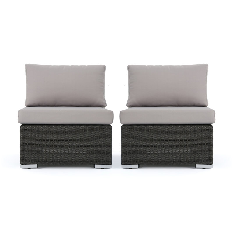 Hastyer Wicker Outdoor Armless Lounge Chair, Gray
