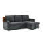 Lit de luxe en chenille 3 gris avec lit escamotable, éclairage d'appoint à DEL et table rétractable contemporaine à 3 fonctions, table, éclairage-2136938155