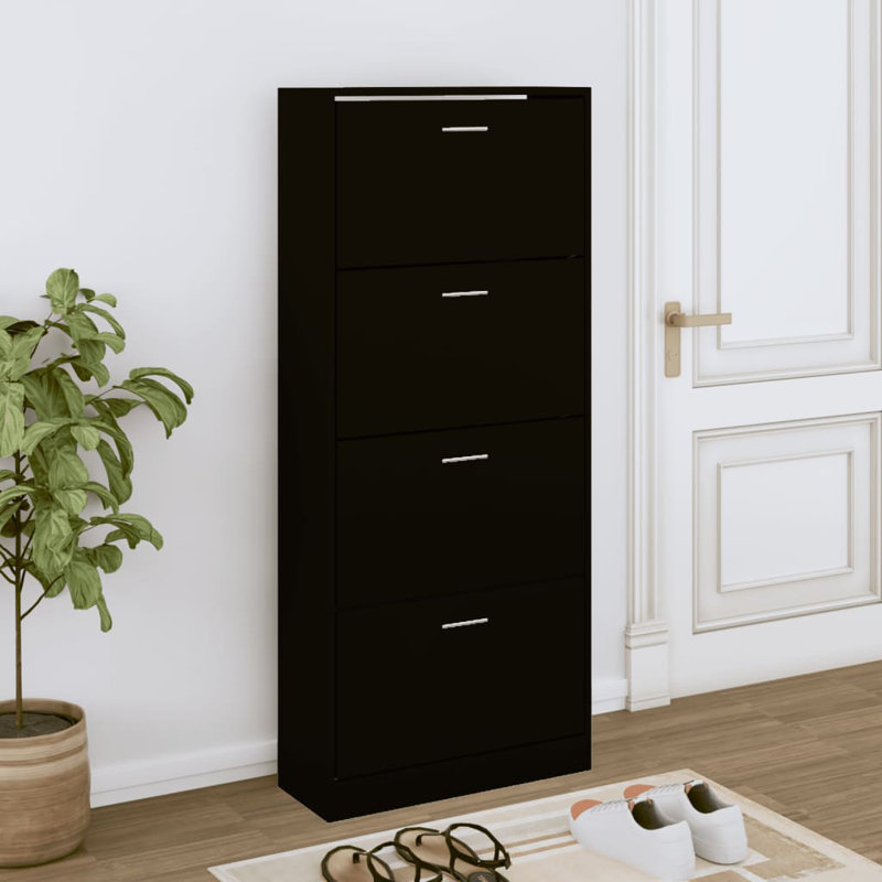 12 Pair Flip Down Shoe Storage, Black
