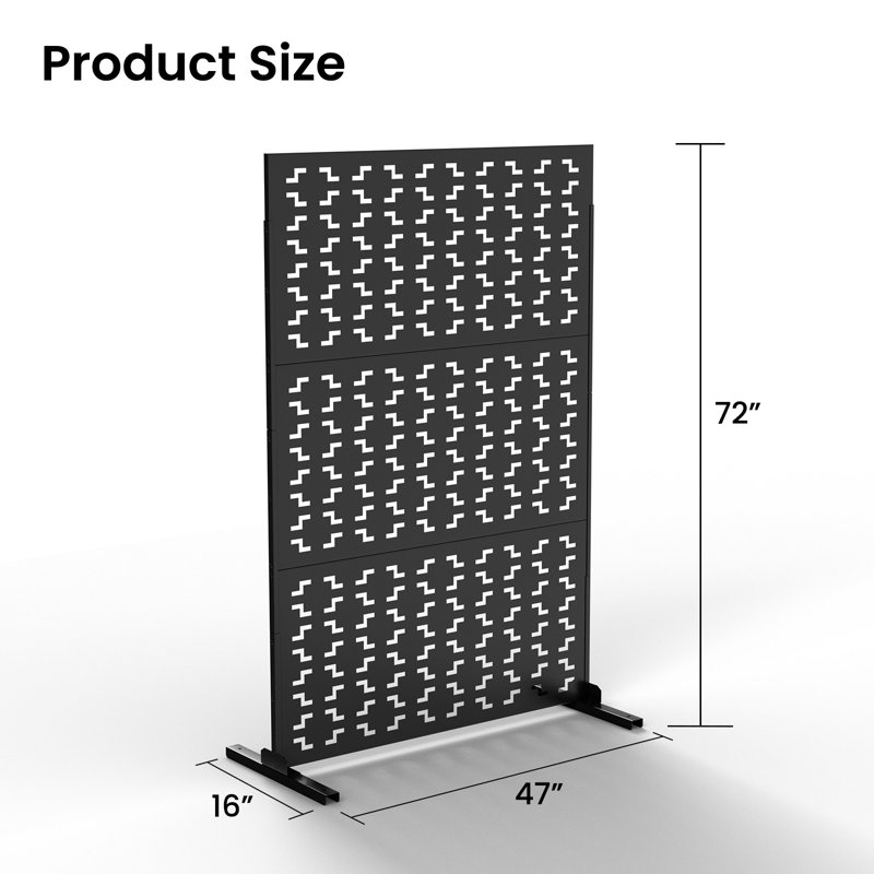 Square-Black Pattern Metal Privacy Screen Wall