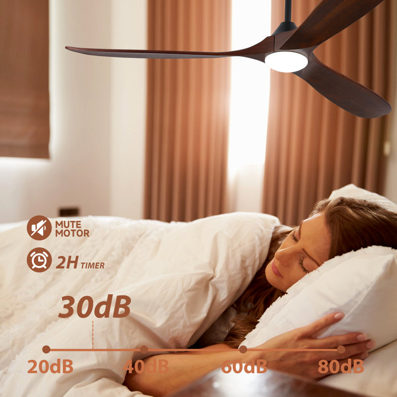 Ceiling Fan with LED Lights, 177cm, Brown Wood