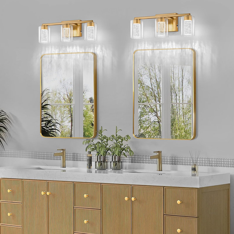 LED Vanity Light With 3 Color Temperature Modes, Dimmable Bathroom Light Fixture, Eye Protection Wall Light With Clear Glass Shade For Mirror
