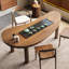 Bureau courbé en bois massif noyer clair-108831427