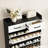 Modern Black Flip Drawer Entrance Shoe Rack With 2 Drawers, Large Space For Arrangement In Small Foyers Minimalist Adjustable Compartments, Suitable Corridors