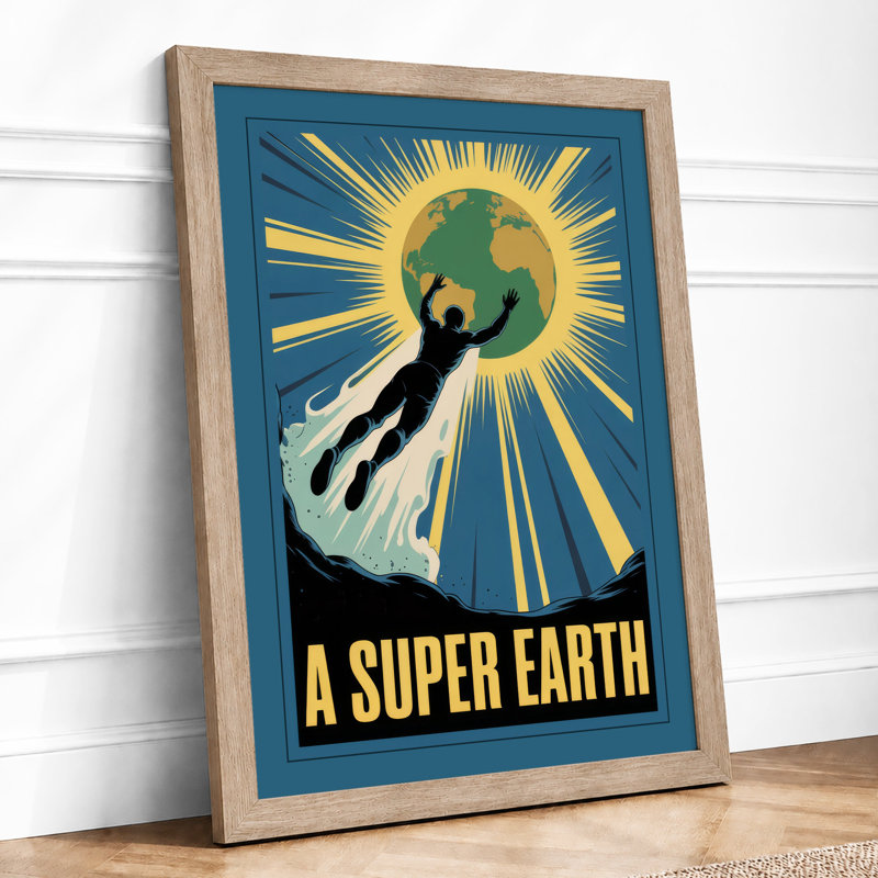 Ascent to Earth Retro - Framed Print, A3 - 42.0 x 29.7 cm, Oak