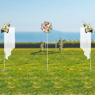 Oukaning Wedding Welcome Sign Stand,Rectangle Wedding Arch Rack Sign Poster  Stand(Gold)