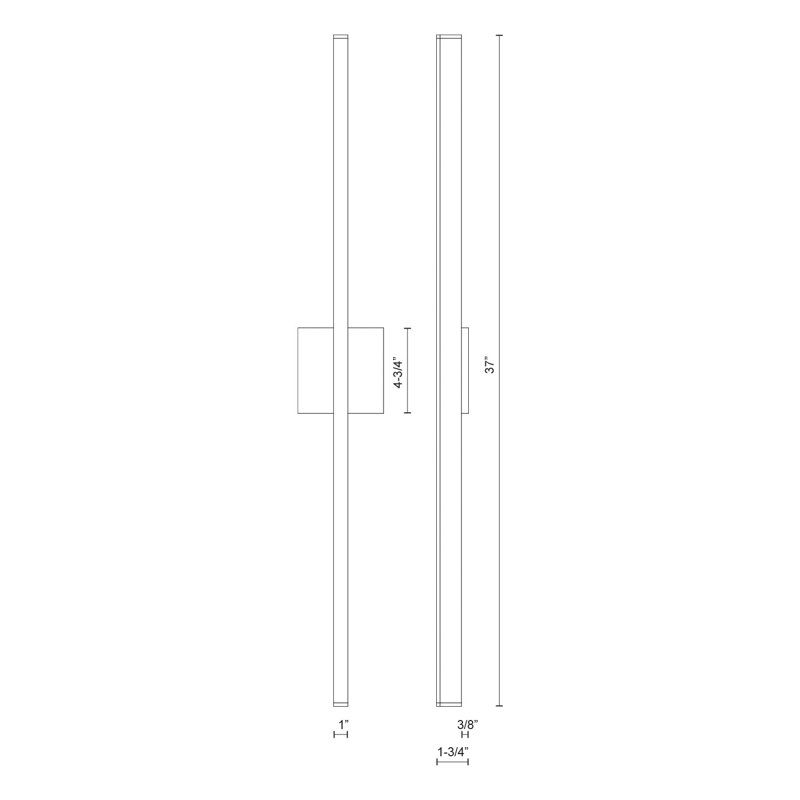 Vega 1 - Light LED Wallchiere, 37" H x 4.75" W x 1.75" D, White