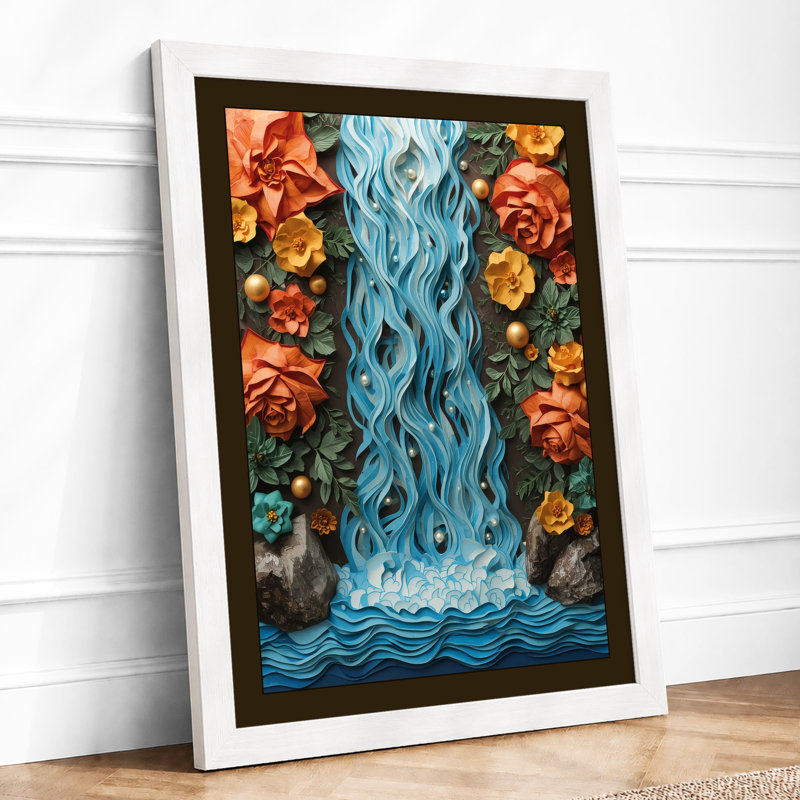 Waterfall in Bloom Botanical - Framed Print, A3 - 42.0 x 29.7 cm, White