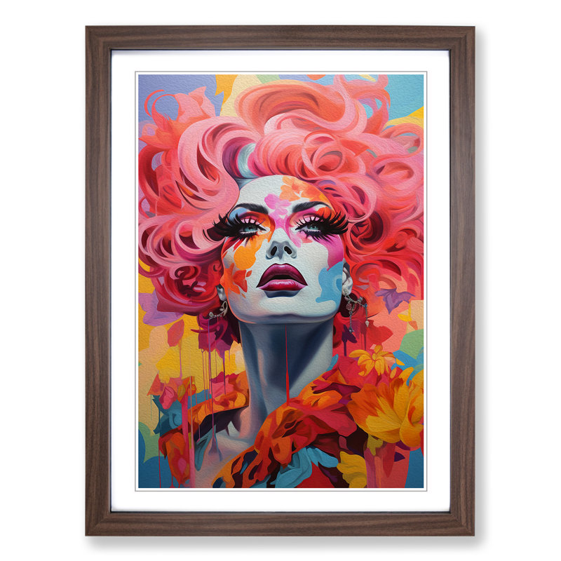 Drag Queen Expressionism - Single Picture Frame Print on Wood, Walnut, 46" H x 34" W x 2" D