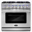 Cosmo 36 po Collection Haven 6,0 pi³ Cuisinière à gaz, 6 brûleurs, four à convection, DEL à bouton, tiroir de rangement, acier inoxydable