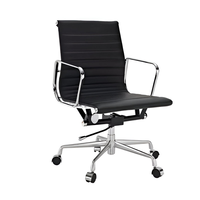 Lonty Leather  Office Chair, Silver, Black