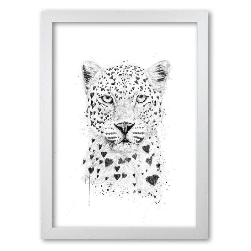 Lovely Leopard by Mercedes Lopes Charro - Print, 59.4 cm H x 42 cm W x 5 cm D, White Grain