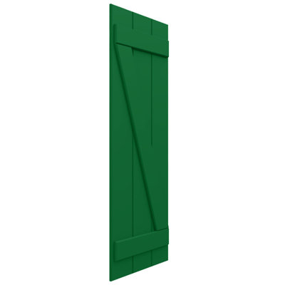 10 3/4"W x 67"H EnduraCore Composite Two Board Joined Board-n-Batten Shutters w/Z-Bar, Viridian Green (Per Pair - Hardware Not Included)