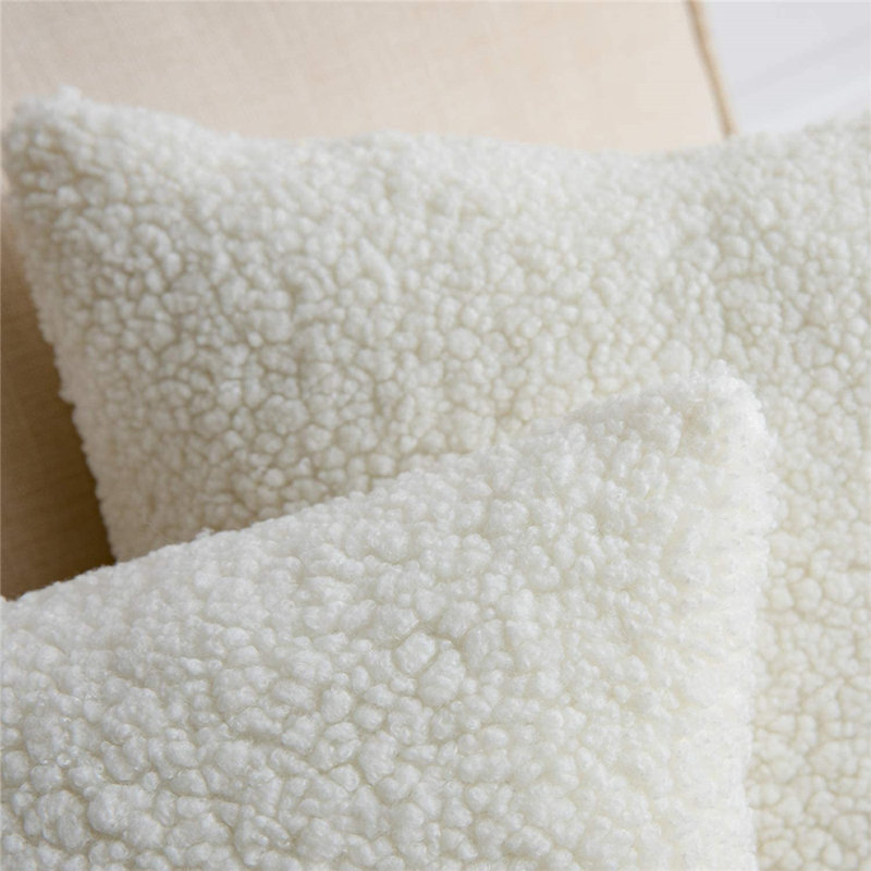  Set of 2 Corduroy Throw Pillow Covers and Inserts– 18"x18" Decorative Throw Pillow Full Set, 18" H x 18" W, White