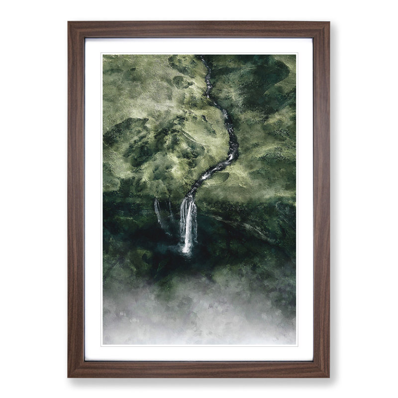 Waterfall View - Picture Frame Graphic Art, 36cm H x 27cm W x 2cm D, Walnut