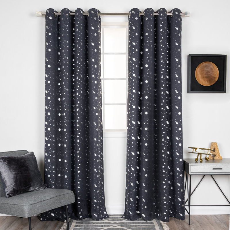 Paire de rideaux occultant en polyester Tatyana, Gris foncé, L 52 po x L 84 po