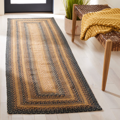 Braided Flat Weave Jute Striped Rug