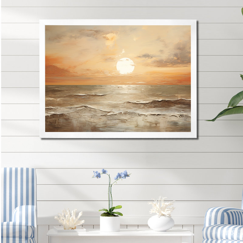 Pless - salon d'art mural plage et océan, Cadre simple blanc, H 24 po x l 32 po x P 1 po