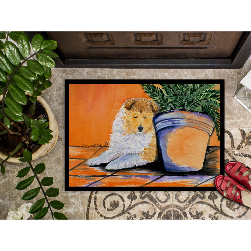Tapis de porte d’intérieur anti-dérapant sheltie, Rectangle 2 pi x 3 pi