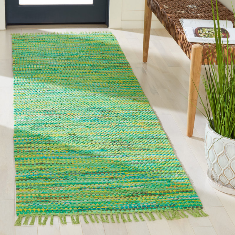 Tapis de couleur unie en coton recyclé tissé à plat Arlesey Montauk, Carré 6 pi